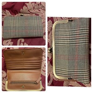 Plaid clutch purse, bag, wallet with coin purse section